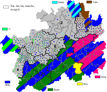 贵州民族分布示意图